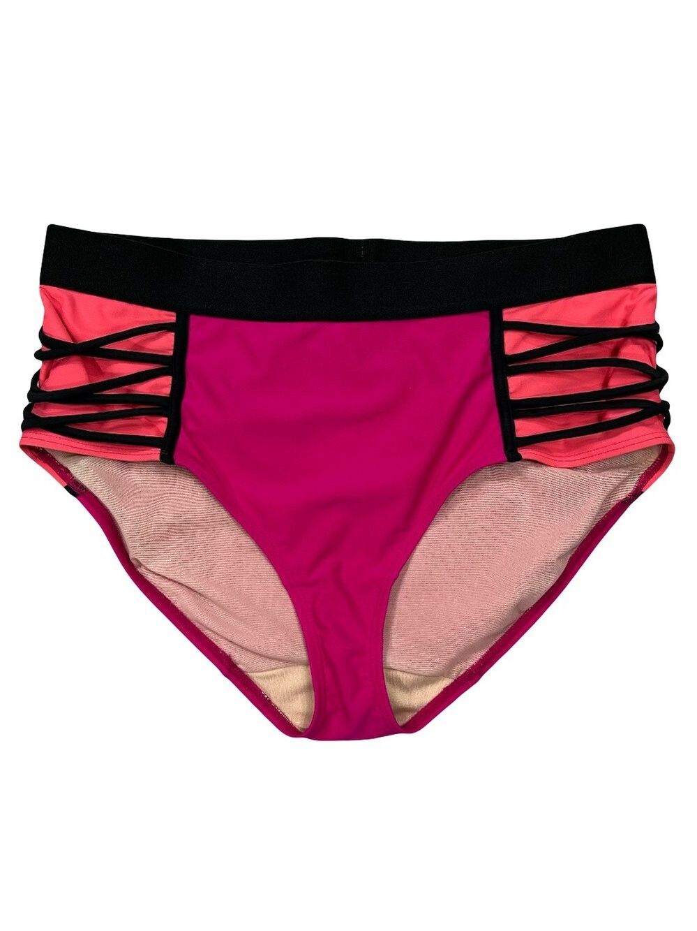Swim by Cacique Pink Orange Black Bikini Bottom Size 20